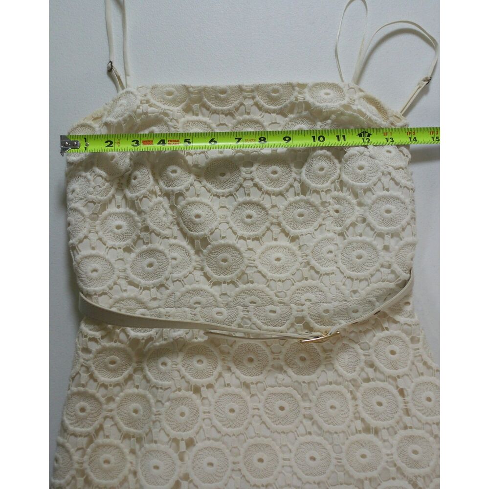 Trina Turk Ivory Eyelet Lace Sheath Dress Belted Cotton Silk 4 Homecoming - Picture 5 of 8